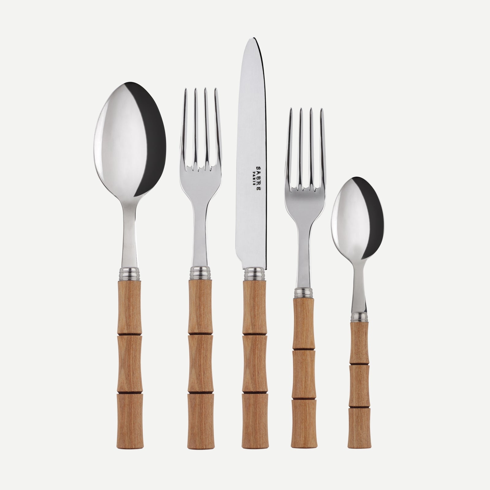 Bamboo, Light press wood - 5 pieces cutlery set