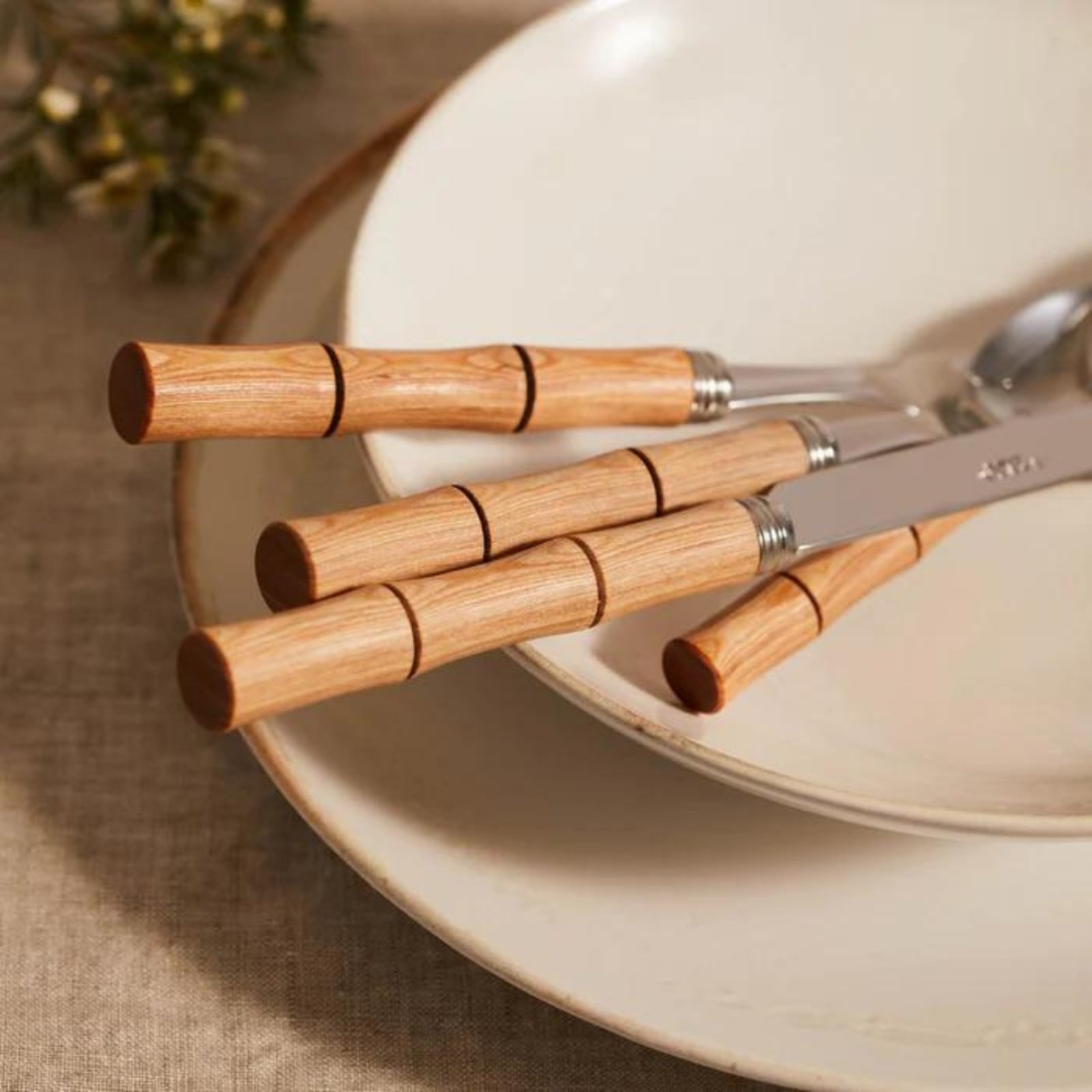 Bamboo, Light press wood - 4 pieces cutlery set