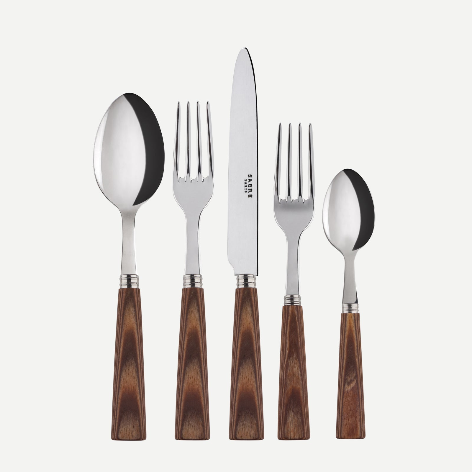 Nature, Light press wood - 5 pieces cutlery set