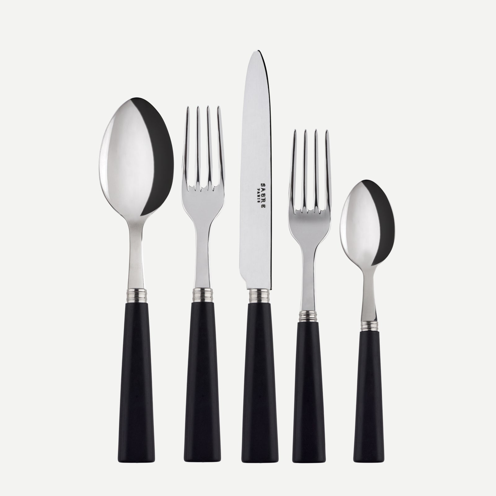 Nature, Black press wood - 5 pieces cutlery set