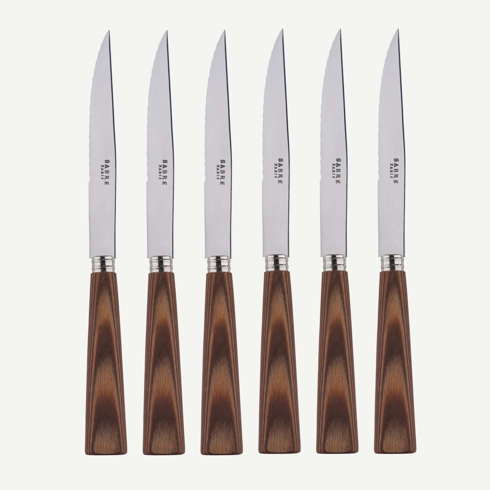 Nature, Light press wood - Set of 6 steak knives