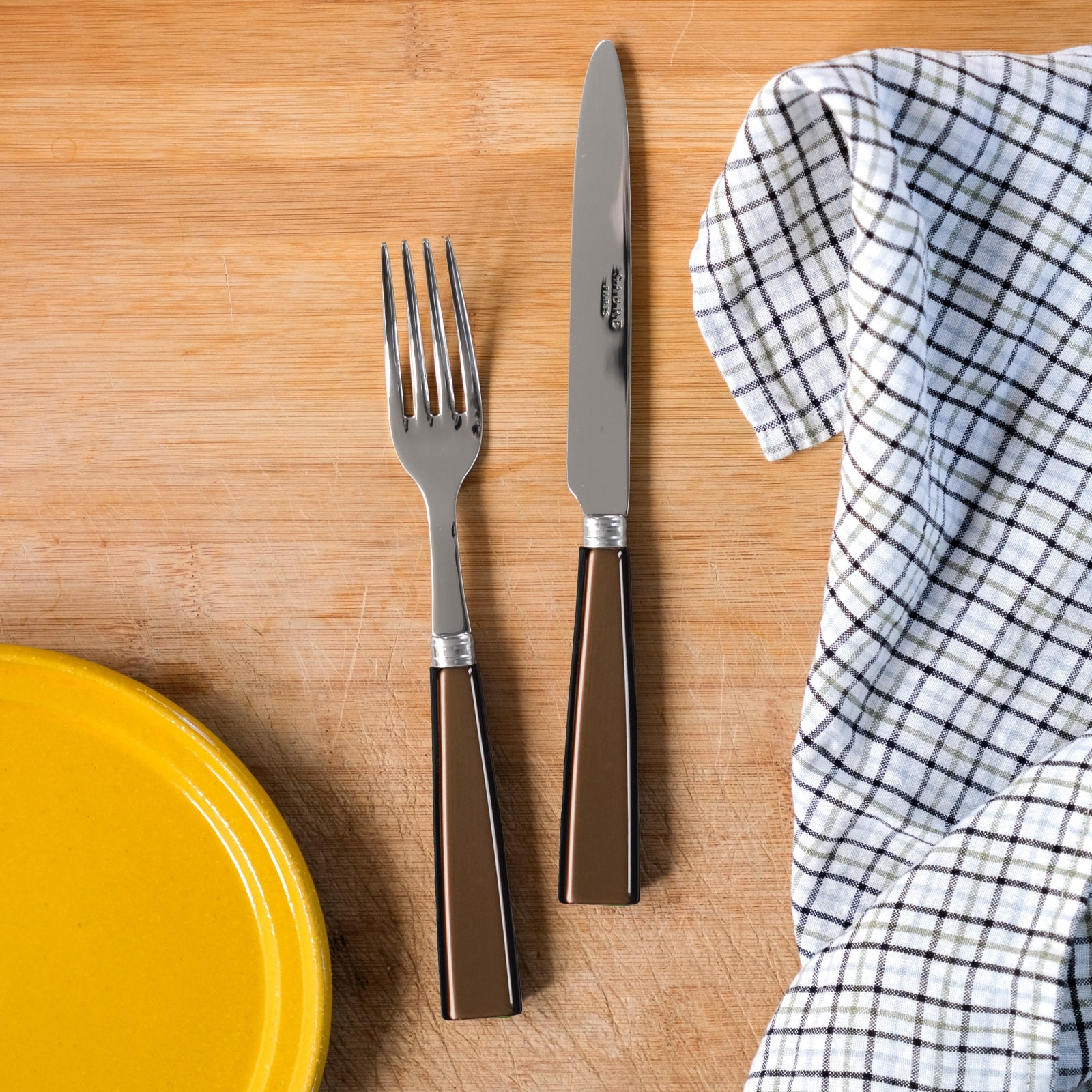 Icône, Brown - 4 pieces cutlery set