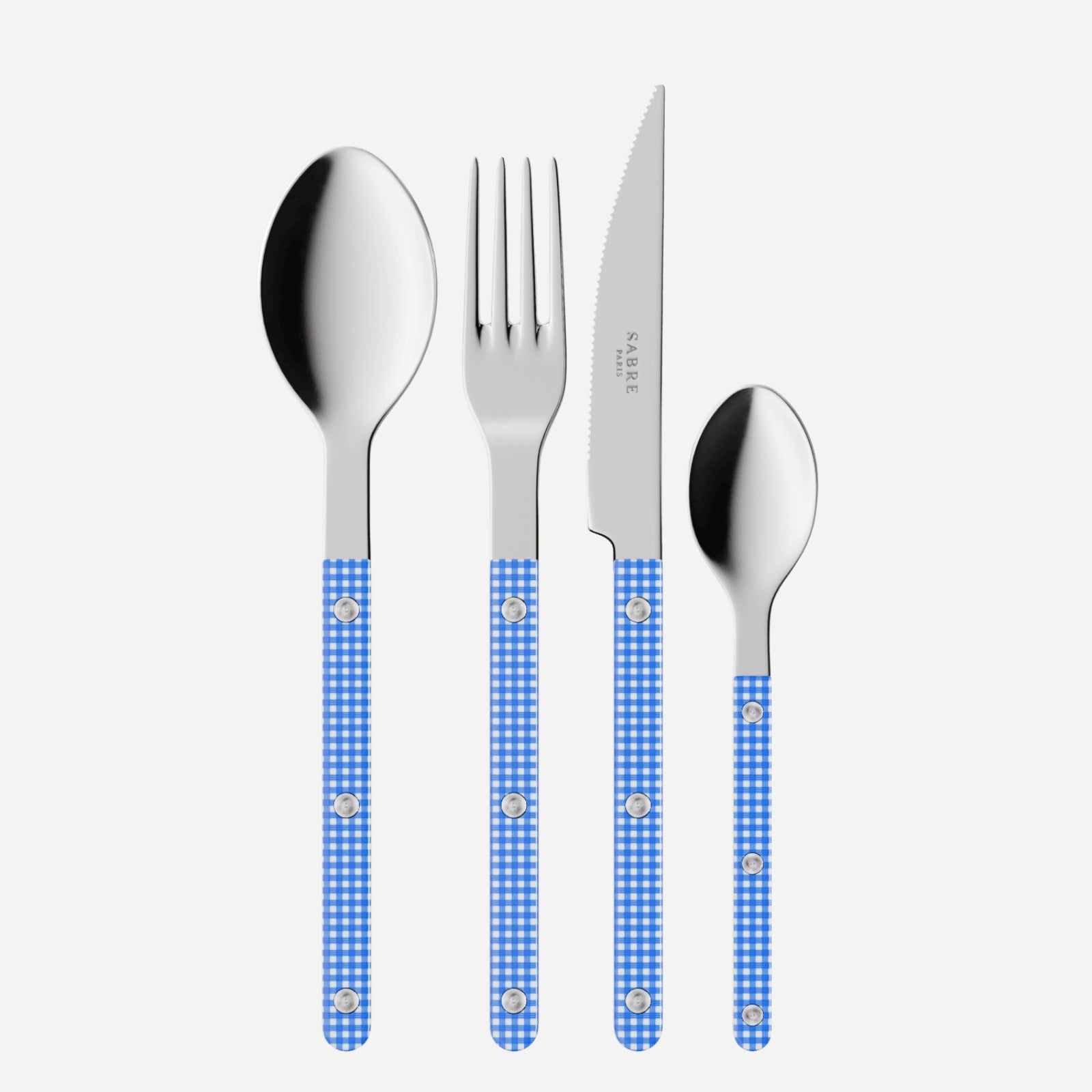 Bistrot Gingham, Blue - 4 pieces cutlery set