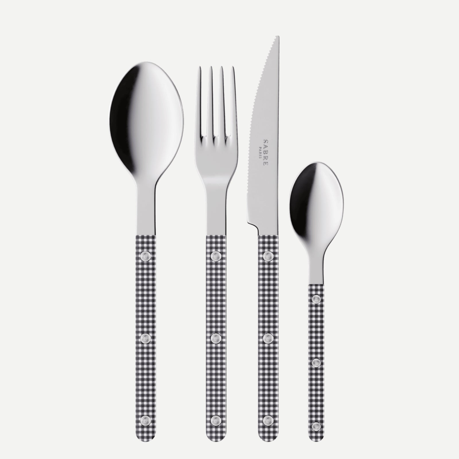 Bistrot Gingham, Black - 4 pieces cutlery set