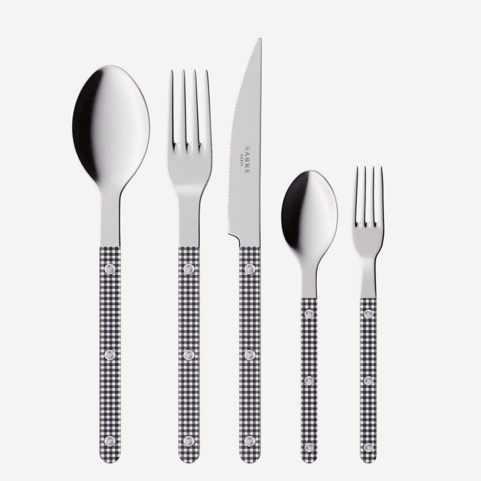 Bistrot Gingham, Black - 5 pieces cutlery set