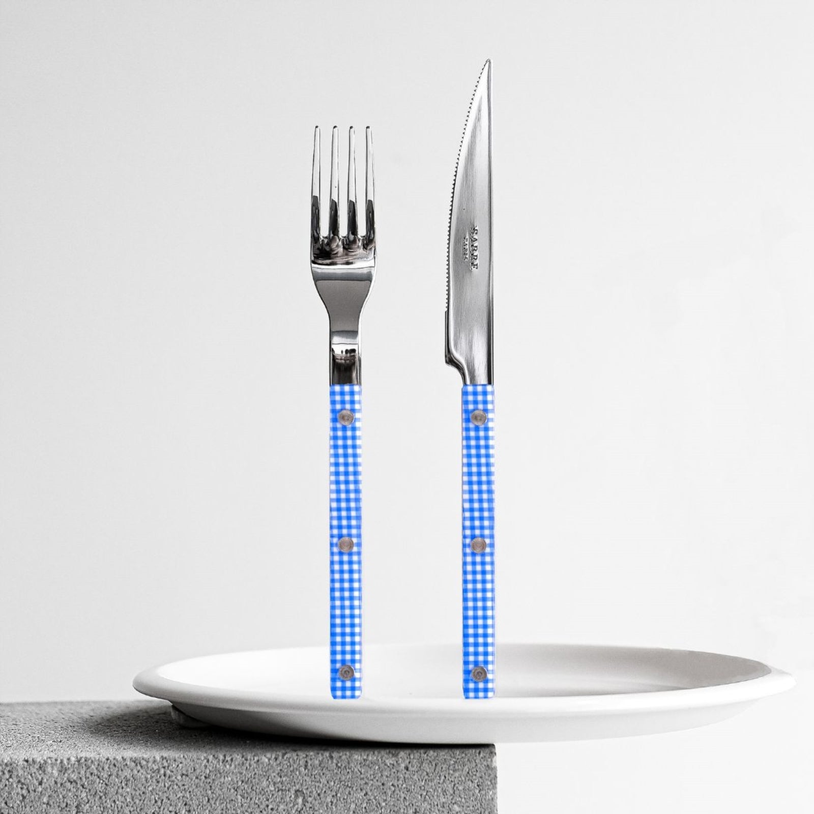 Bistrot Gingham, Blue - 4 pieces cutlery set