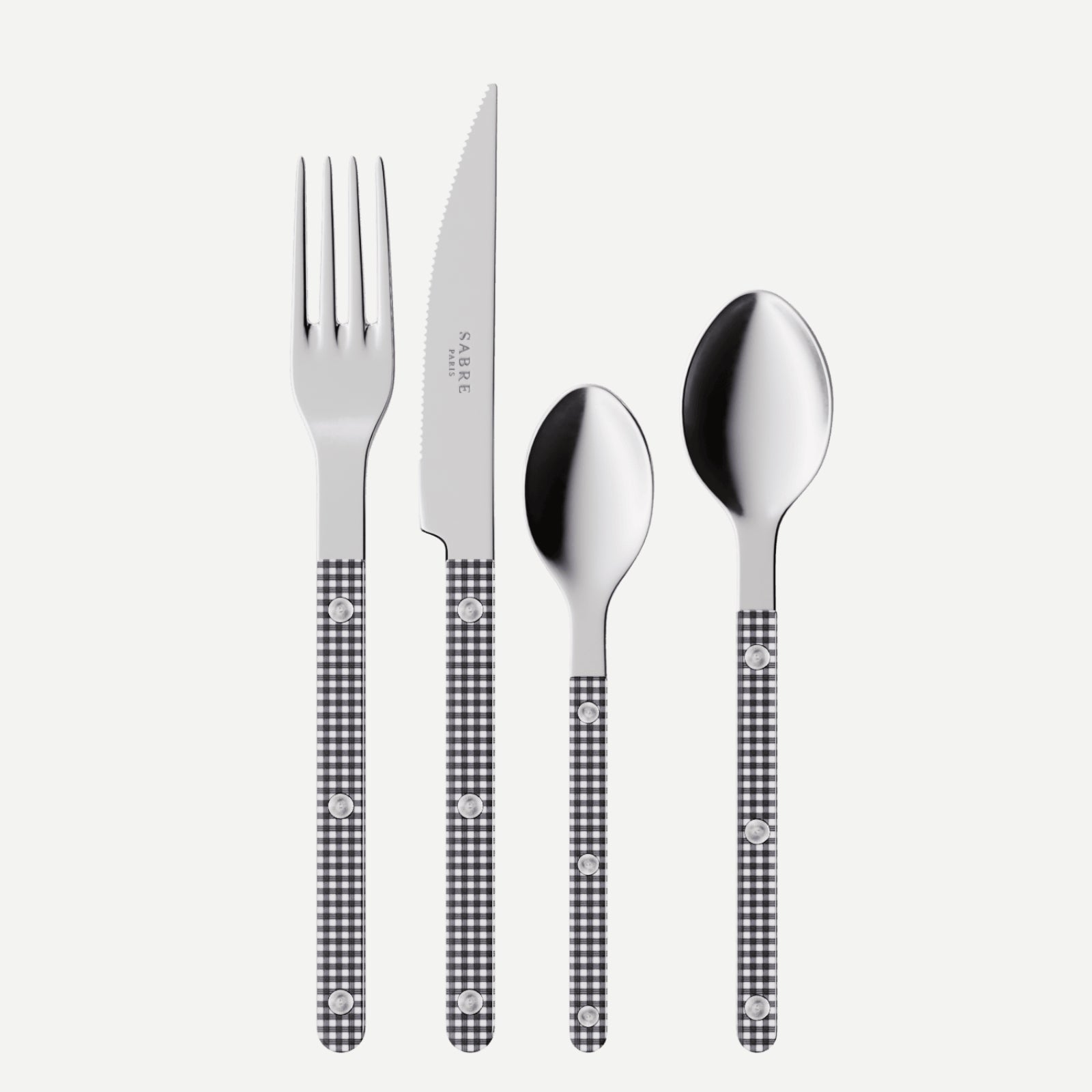 Bistrot Gingham, Black - 4 pieces cutlery set