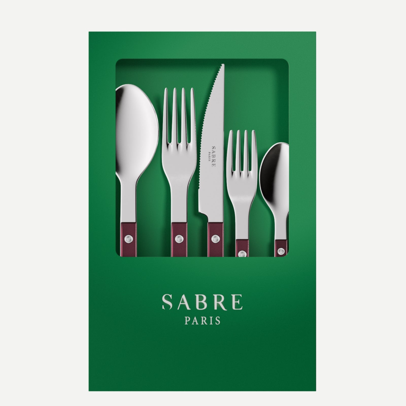 Bistrot Pearly, Aubergine - Box of 5 pieces cutlery set