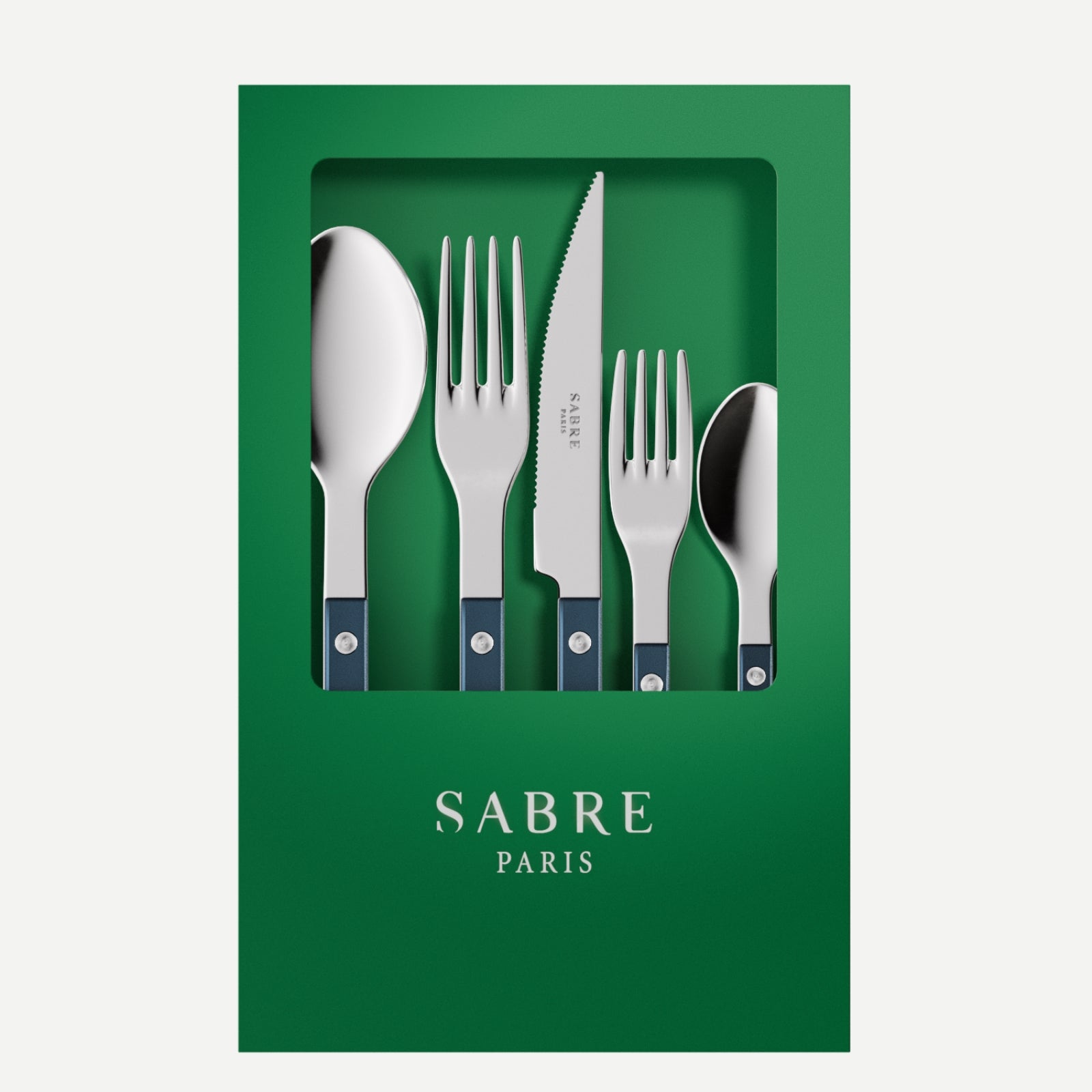 Bistrot Pearly, Steel blue - Box of 5 pieces cutlery set