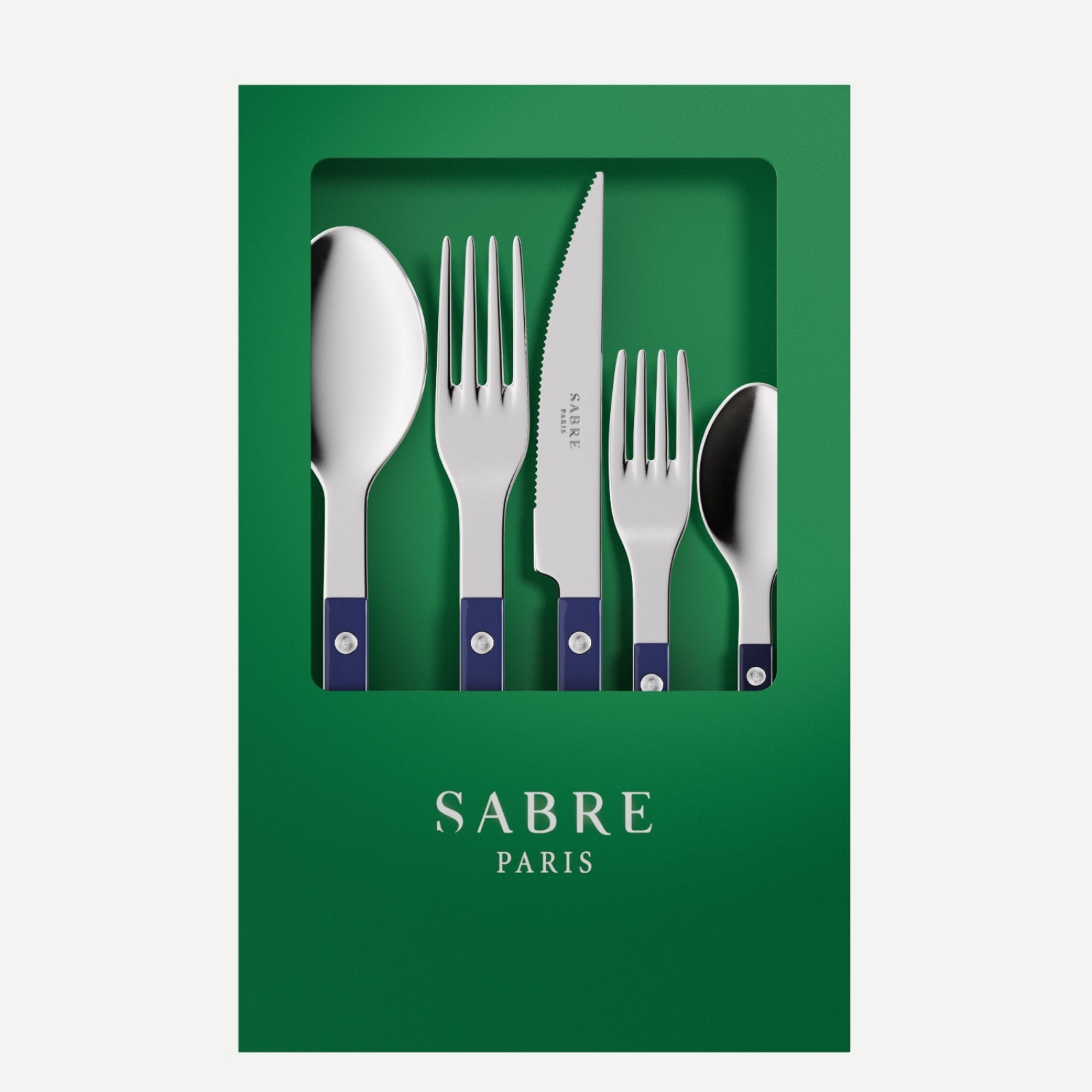 Bistrot Solid, Navy blue - Box of 5 pieces cutlery set