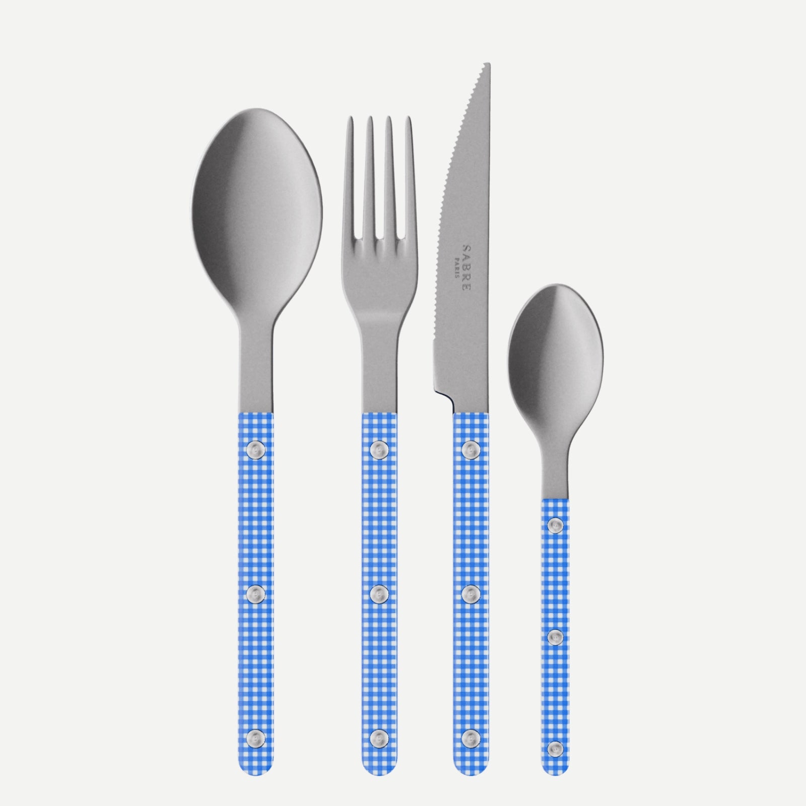 Bistrot Vintage Gingham, Blue - 24 pieces cutlery set