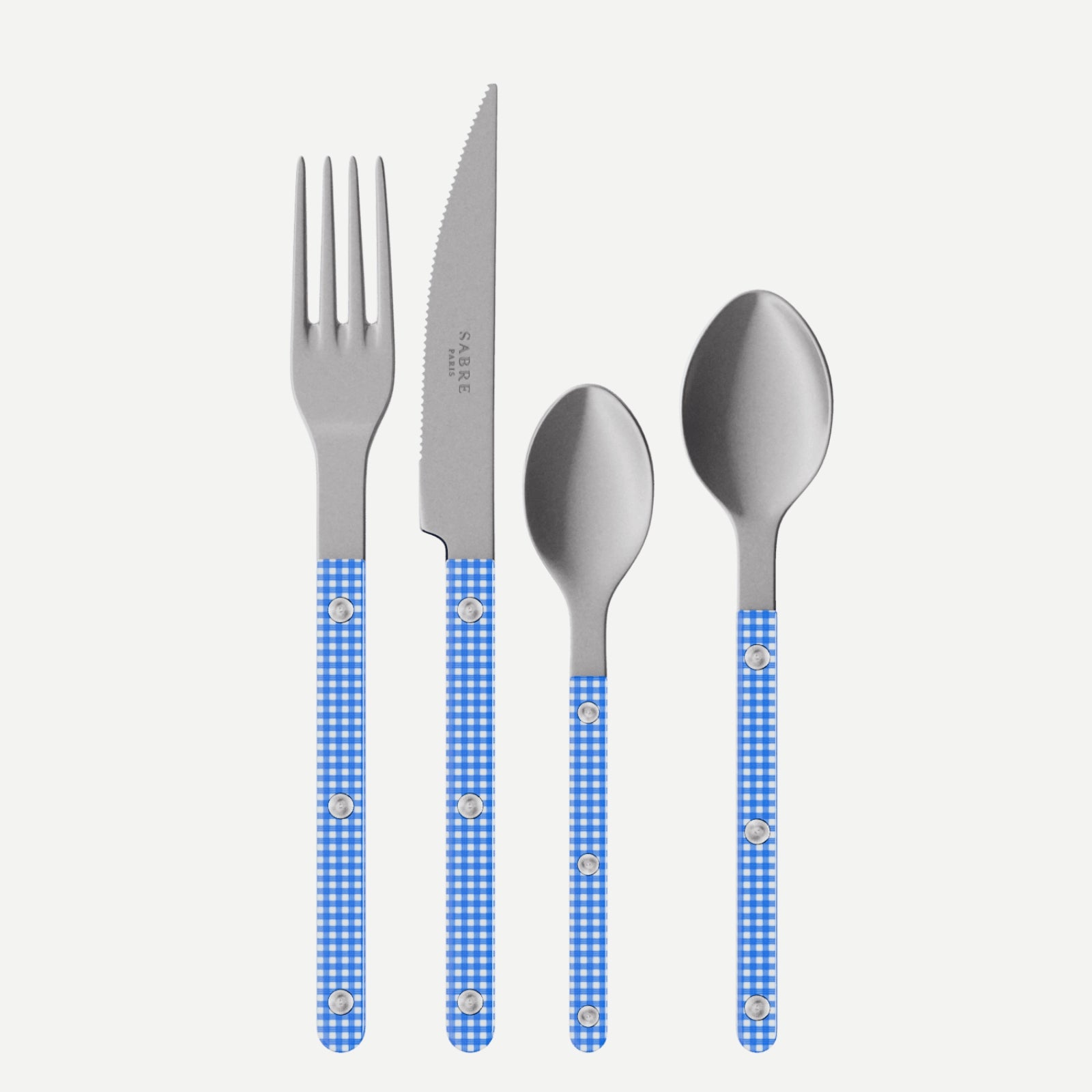 Bistrot Vintage Gingham, Blue - 32 pieces cutlery set