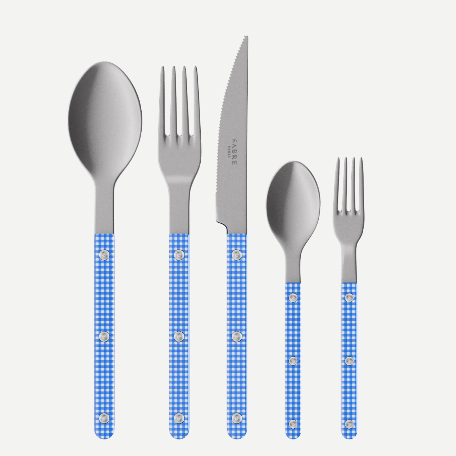 Bistrot Vintage Gingham, Blue - 5 pieces cutlery set