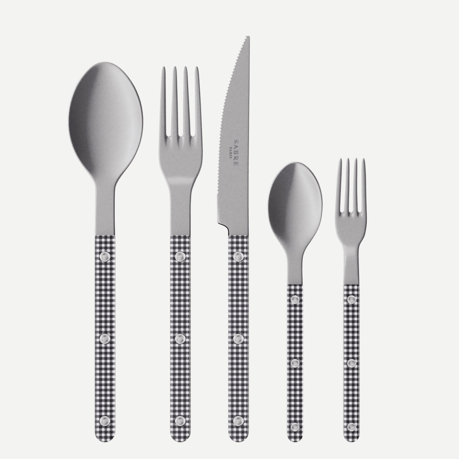 Bistrot Vintage Gingham, Black - 5 pieces cutlery set