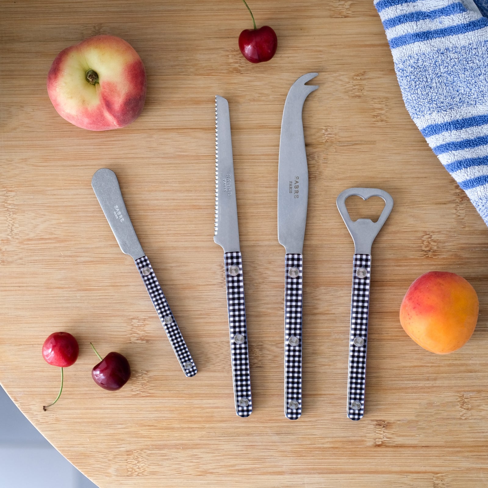 Bistrot Vintage Gingham, Black - Bistrot aperitif set