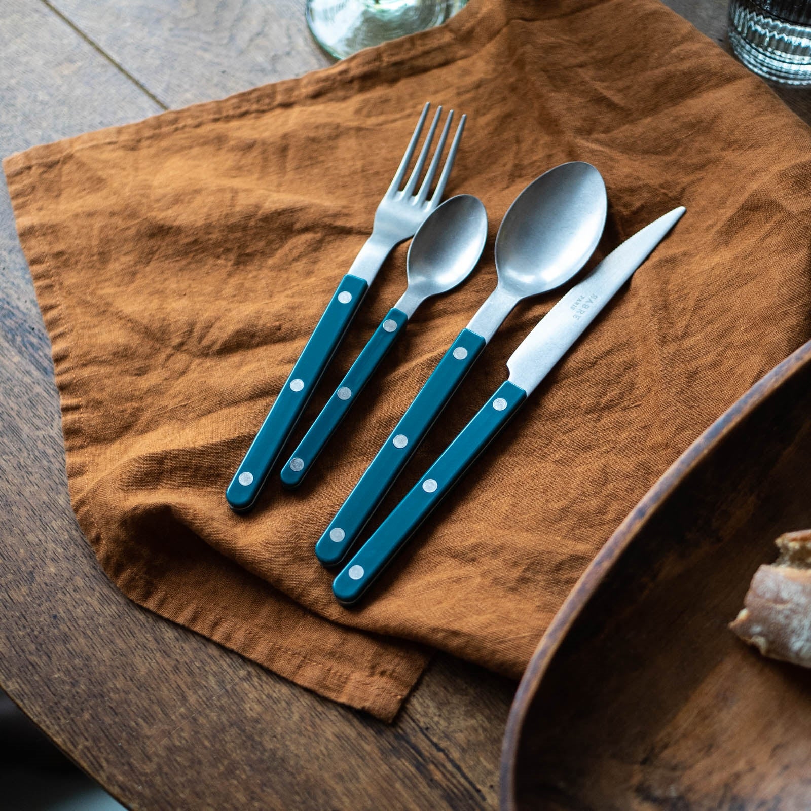 Bistrot Vintage Uni,Bleu canard