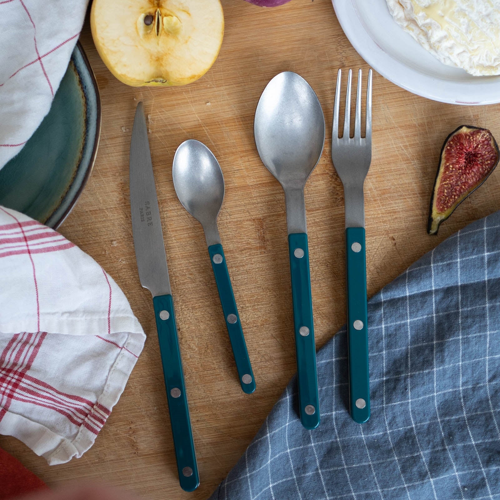 Bistrot Vintage Solid, Aquamarine - 5 pieces cutlery set