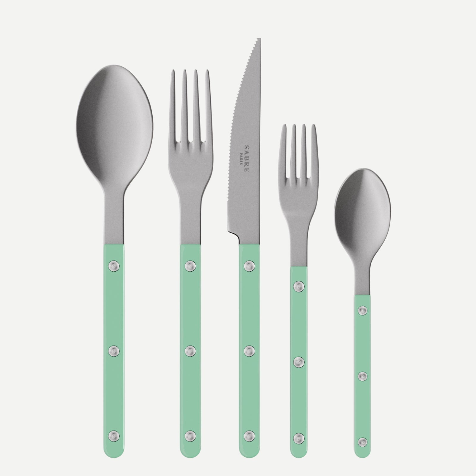 Bistrot Vintage Solid, Pastel green - 5 pieces cutlery set