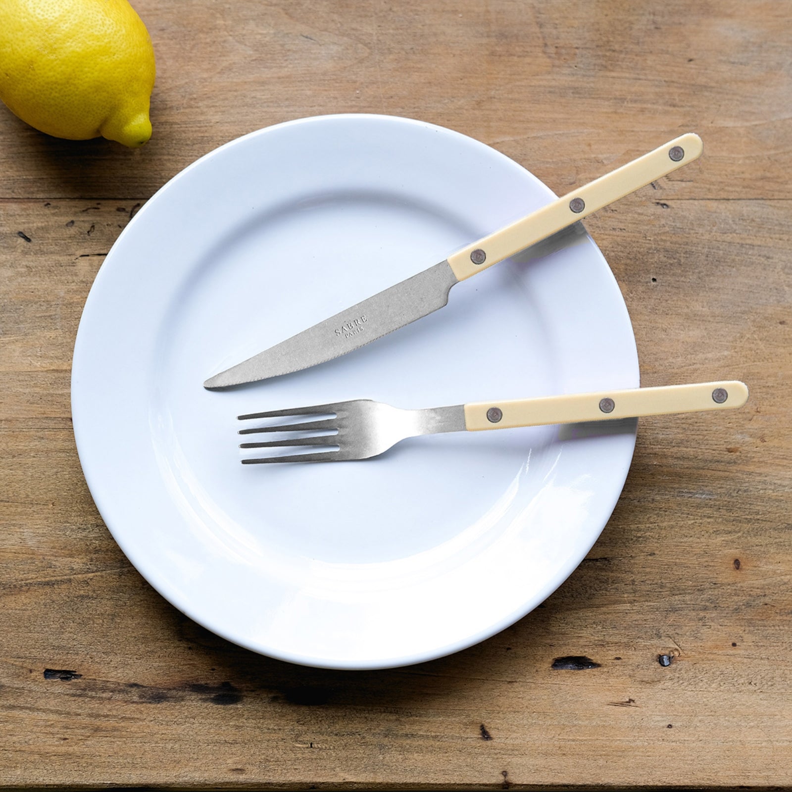 Bistrot Vintage Solid, Ivory - Box of 5 pieces cutlery set