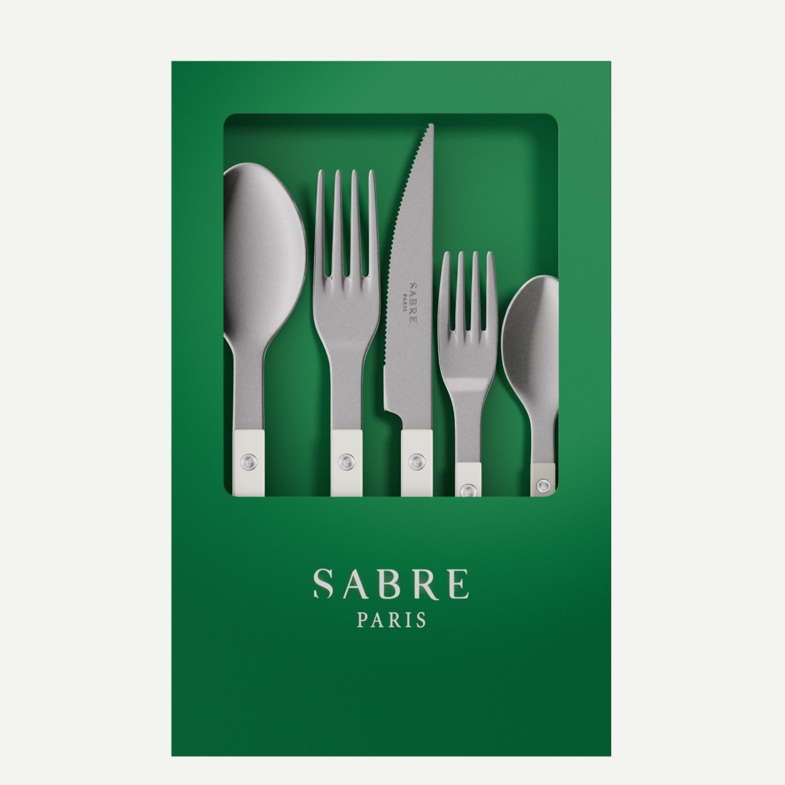 Bistrot Vintage Solid, White - Box of 5 pieces cutlery set