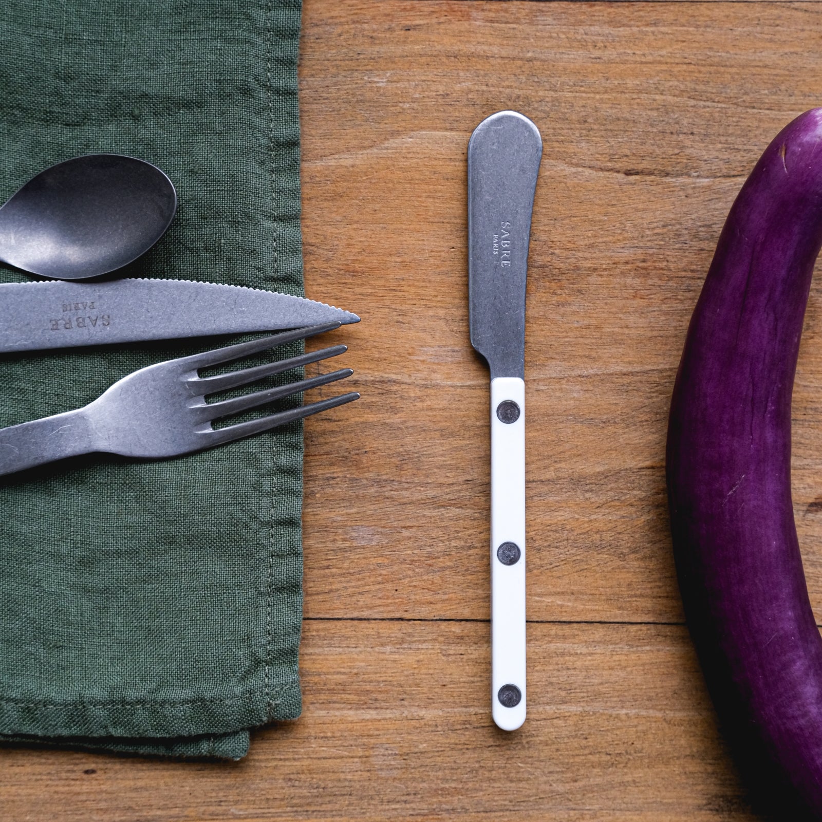 Bistrot Vintage Solid, White - Box of 4 butter spreaders