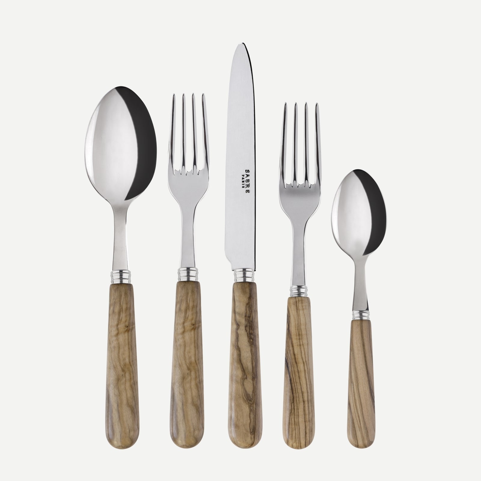 Lavandou, Olive tree wood - 5 pieces cutlery set