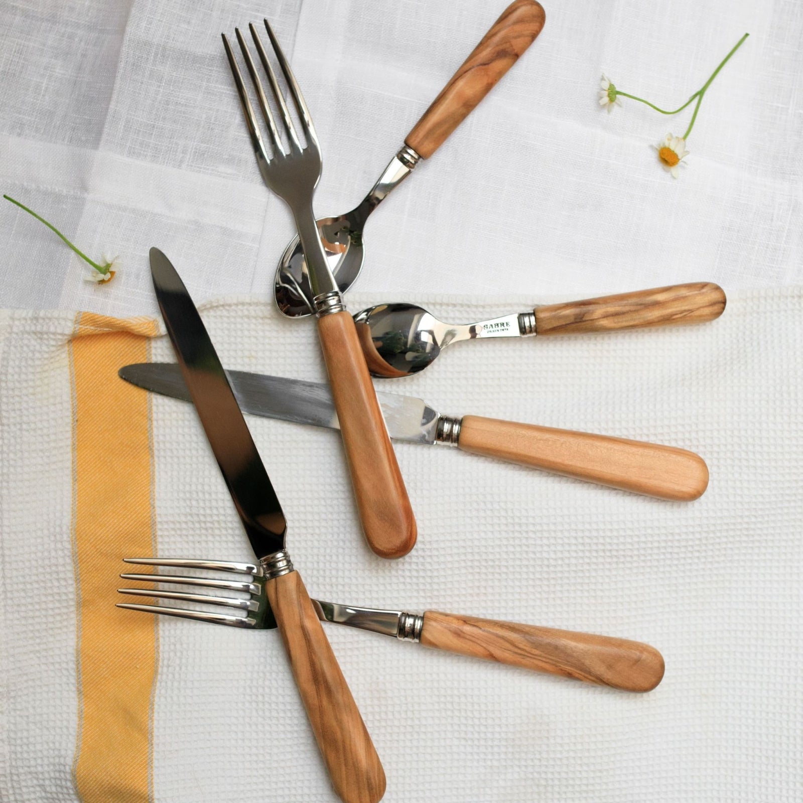 Lavandou, Olive tree wood - 5 pieces cutlery set