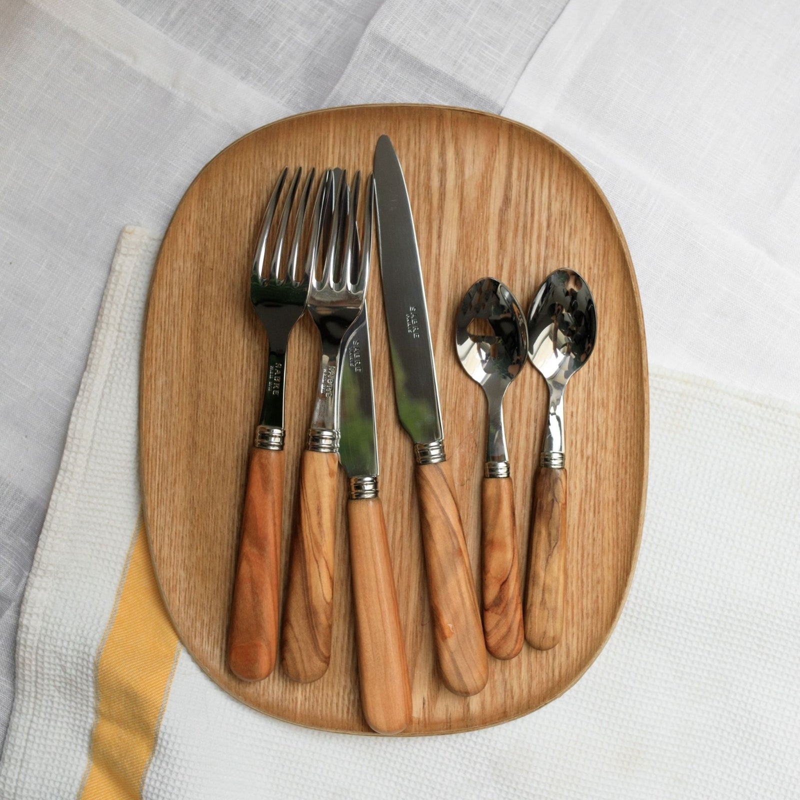 Lavandou, Olive tree wood - 32 pieces cutlery set