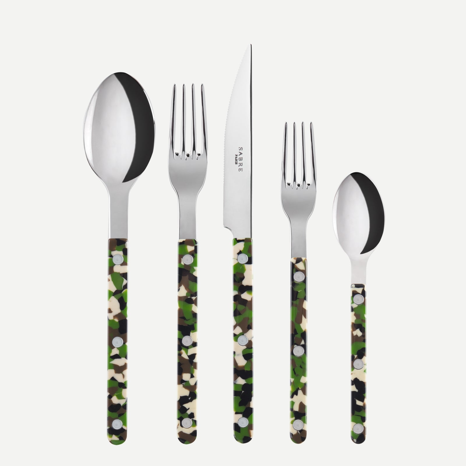 Bistrot Camouflage, Green - 5 pieces cutlery set