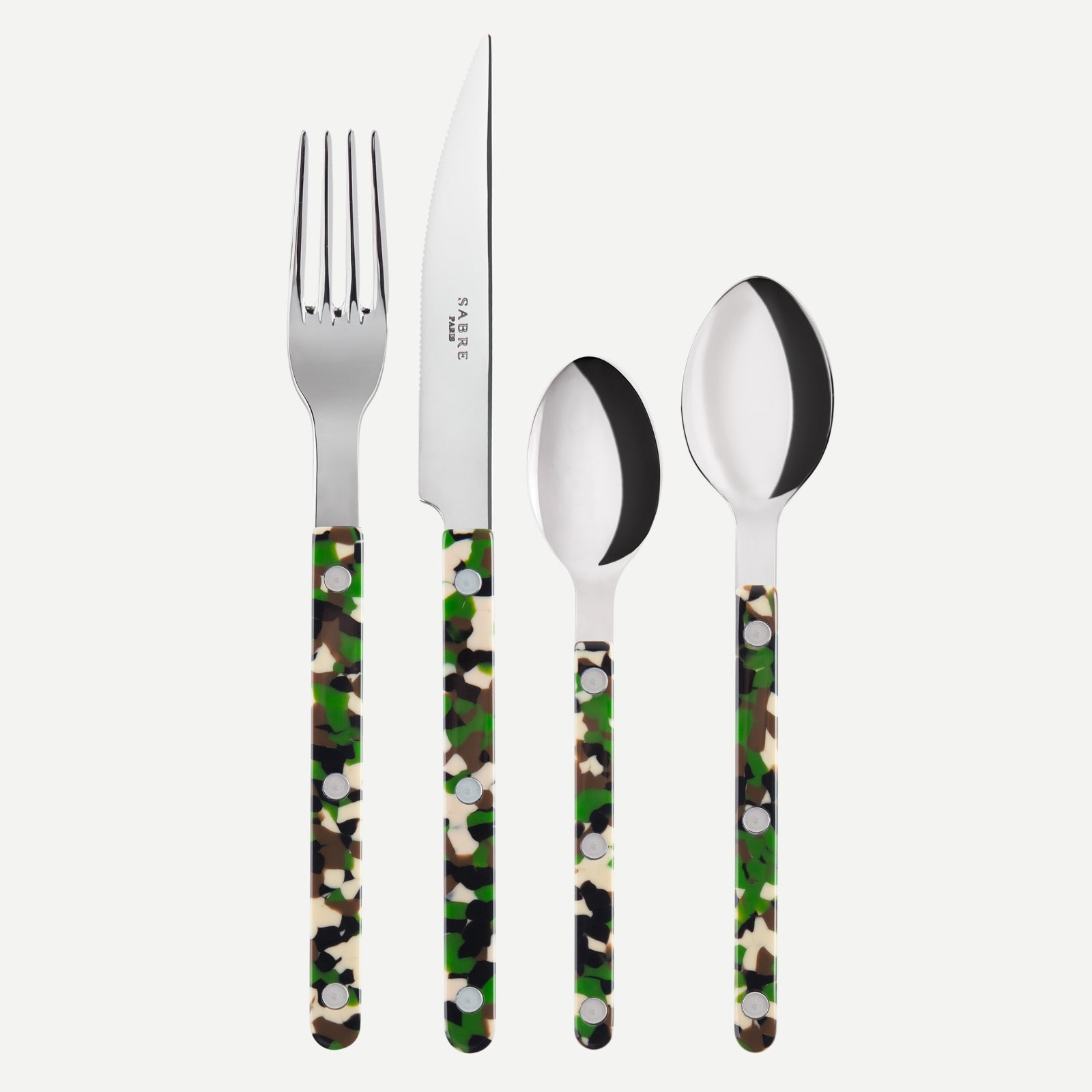 Bistrot Camouflage, Green - 4 pieces cutlery set