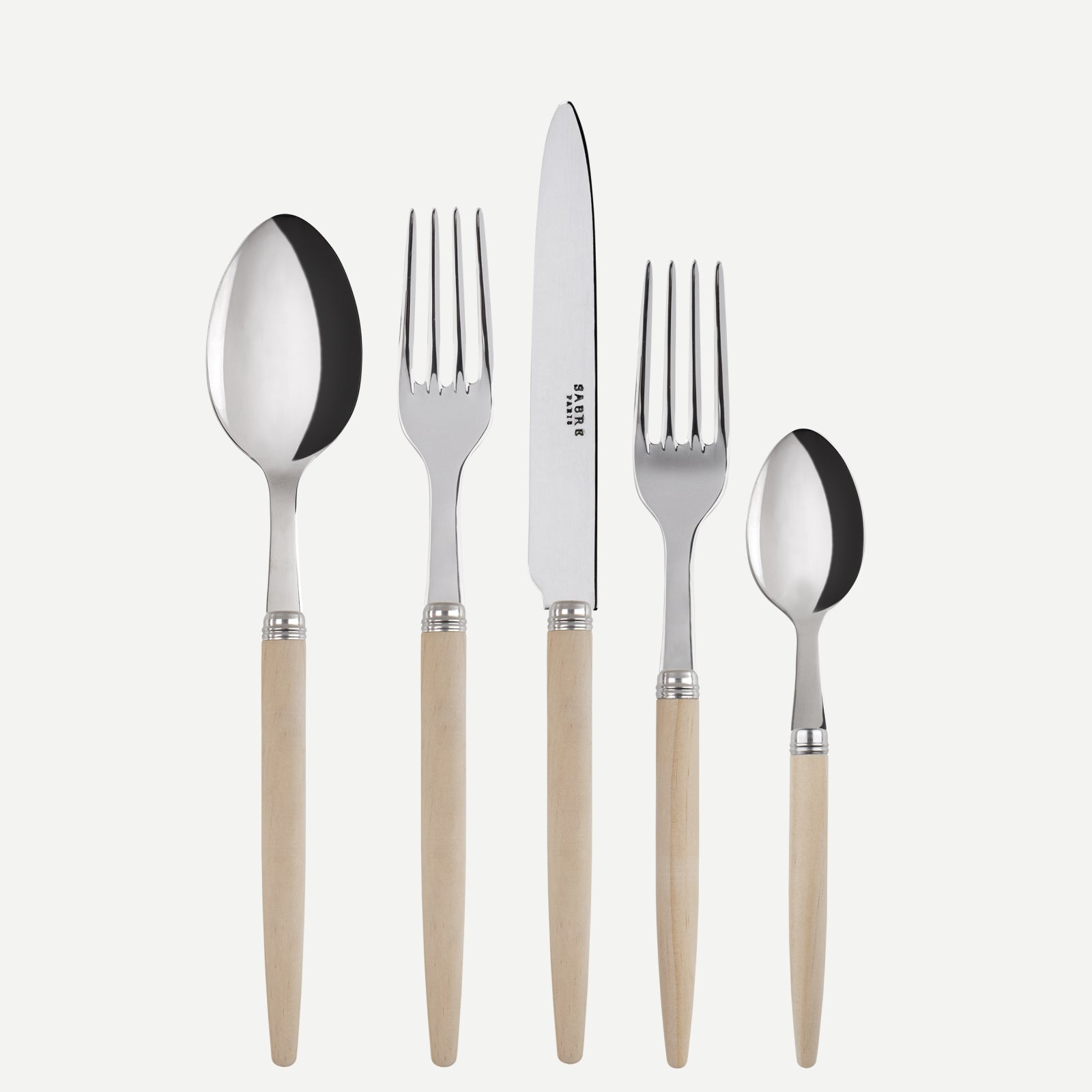 Jonc, Light wood - 5 pieces cutlery set