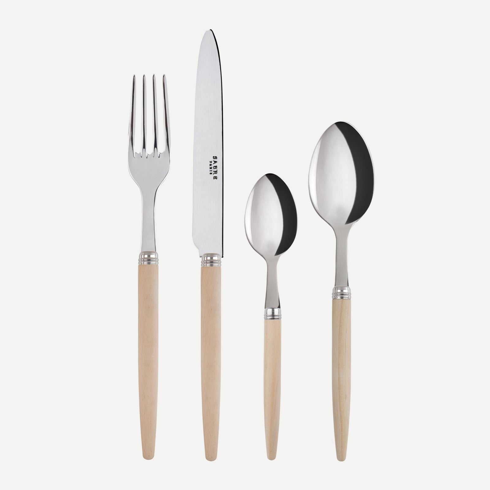 Jonc, Light wood - 4 pieces cutlery set