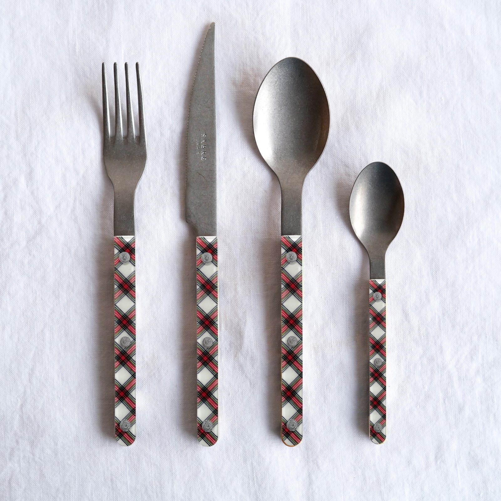 Bistrot Vintage Tartan, White - Dinner knife