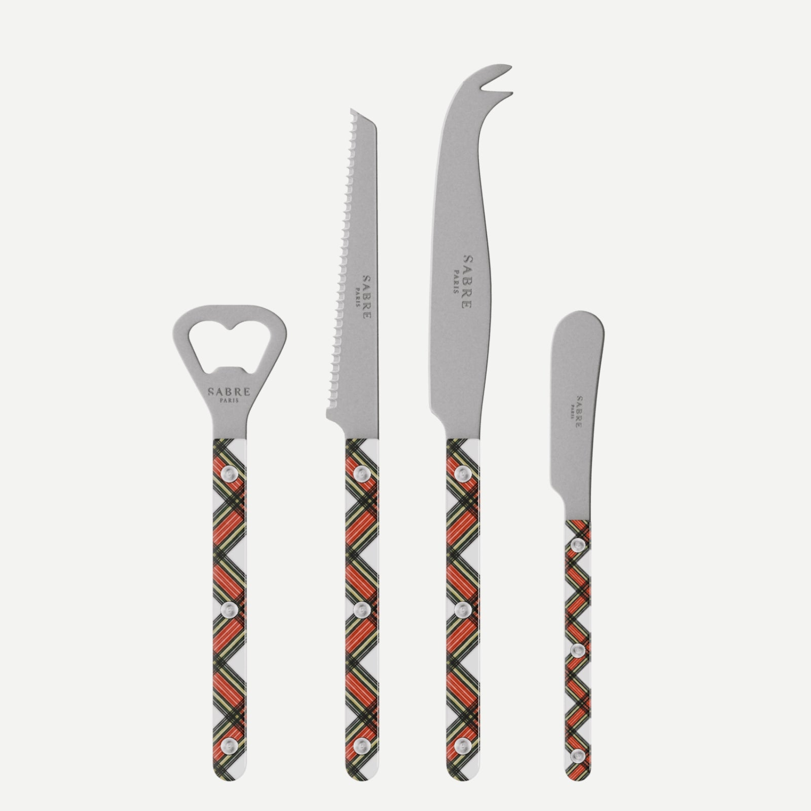 Bistrot Vintage Tartan, White - Bistrot aperitif set