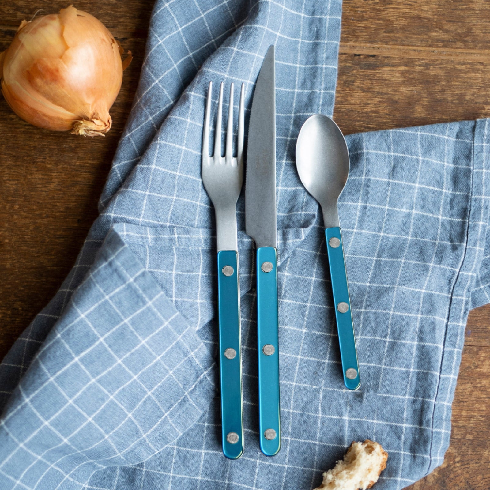 Bistrot Vintage Pearly, Turquoise - 4 pieces cutlery set