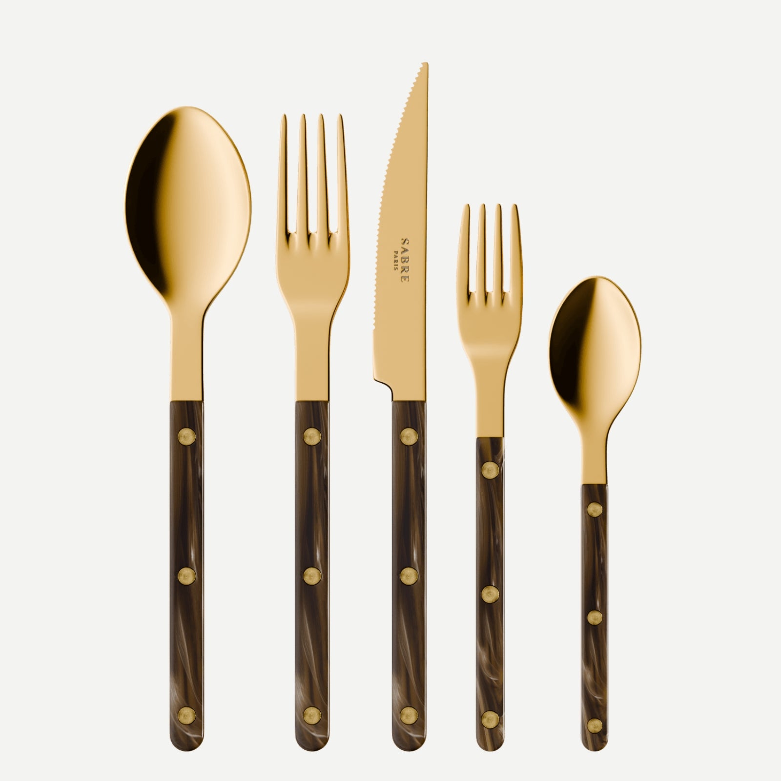 Bistrot Gold Buffalo, Faux Buffalo - 5 pieces cutlery set