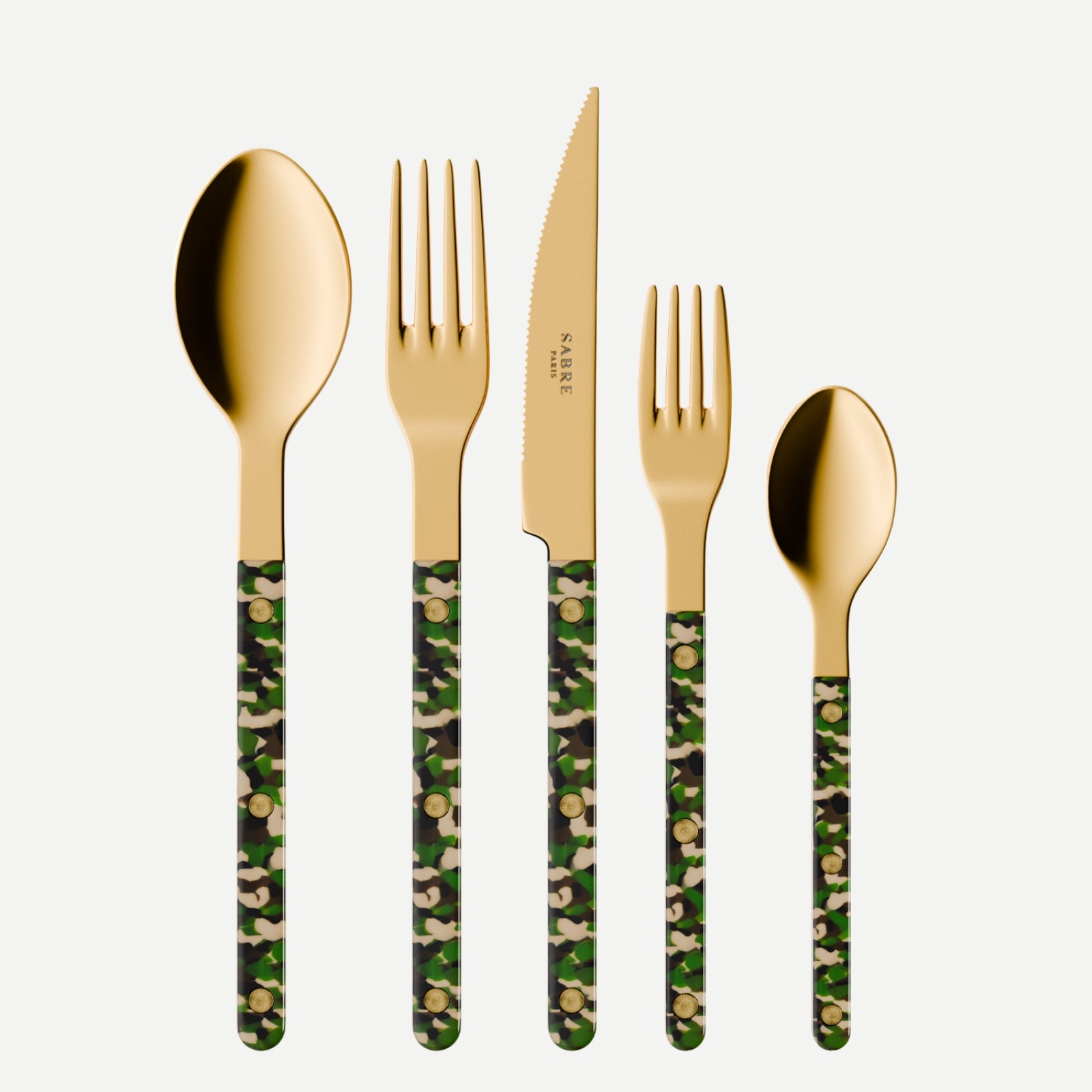 Bistrot Gold Camouflage, Camouflage - 5 pieces cutlery set