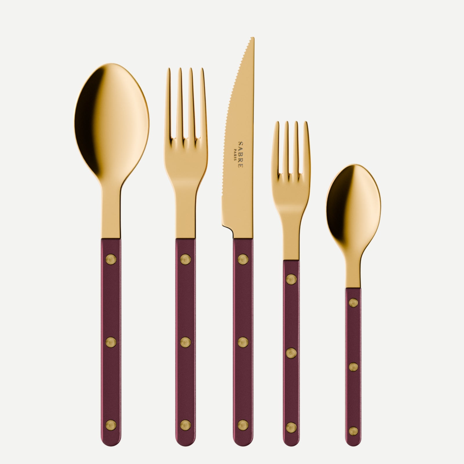 Bistrot Gold Pearly, Aubergine - 5 pieces cutlery set