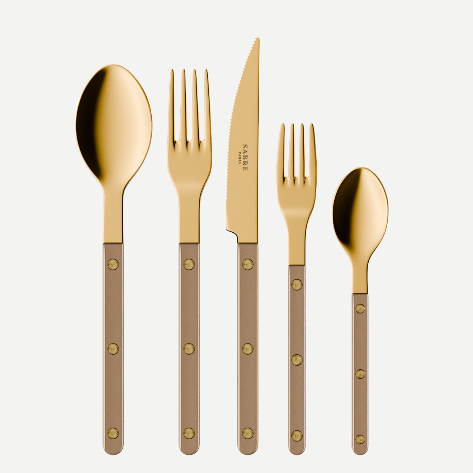 Bistrot Gold color Pearly, Caramel - 5 pieces cutlery set