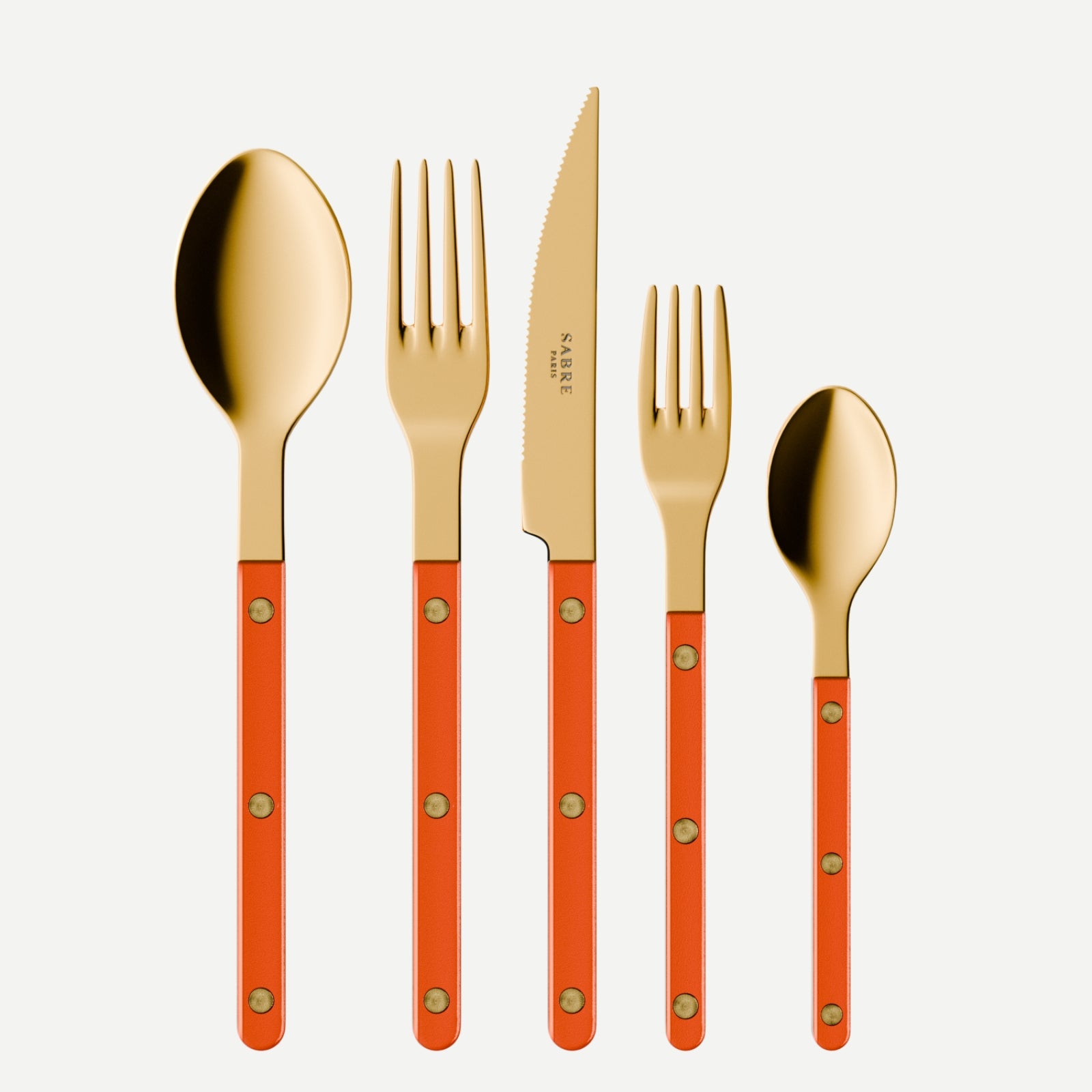 Bistrot Gold Pearly, Orange - 5 pieces cutlery set