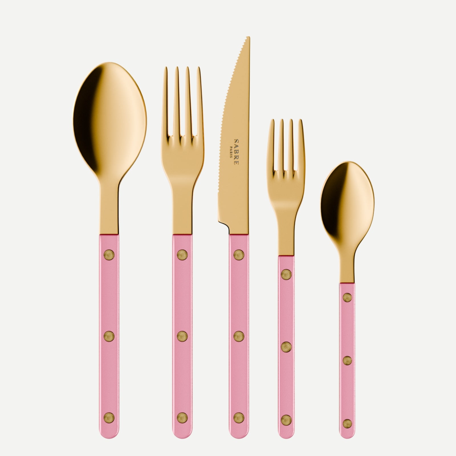 Bistrot Gold Pearly, Soft pink - 5 pieces cutlery set