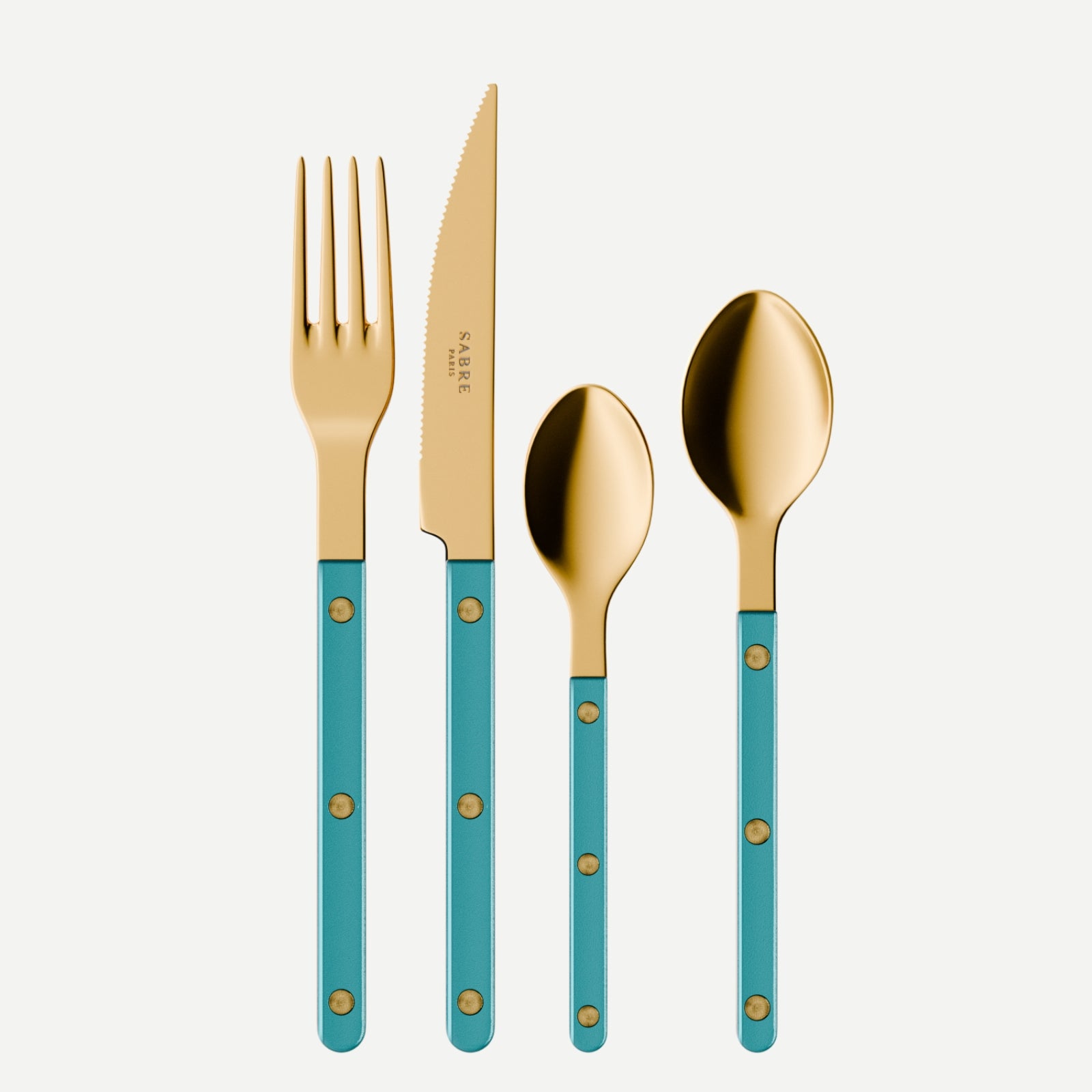 Bistrot Gold Pearly, Turquoise - 4 pieces cutlery set