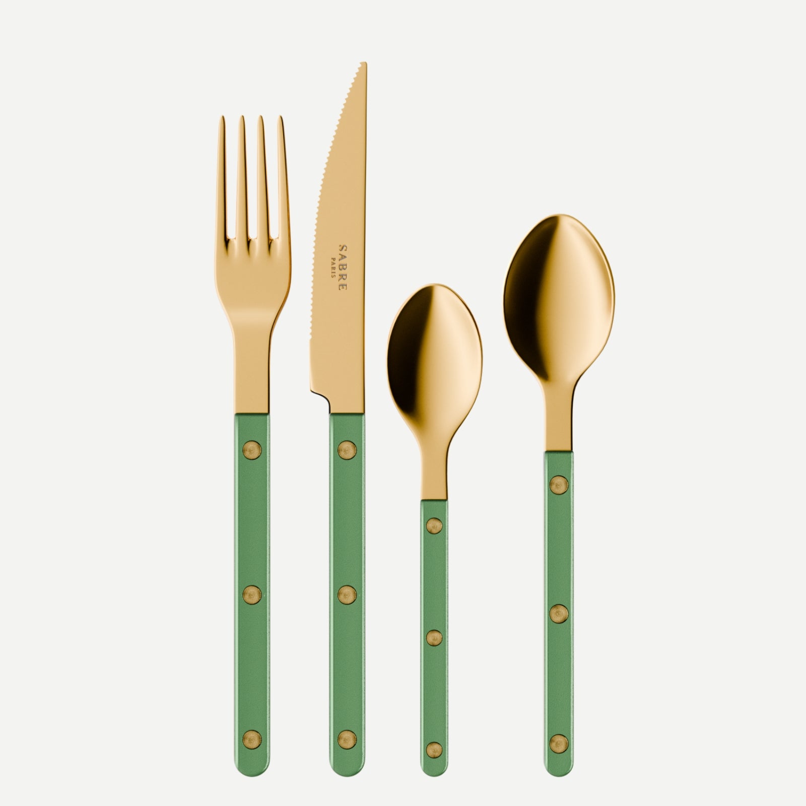 Bistrot Gold Pearly, Garden green - 4 pieces cutlery set