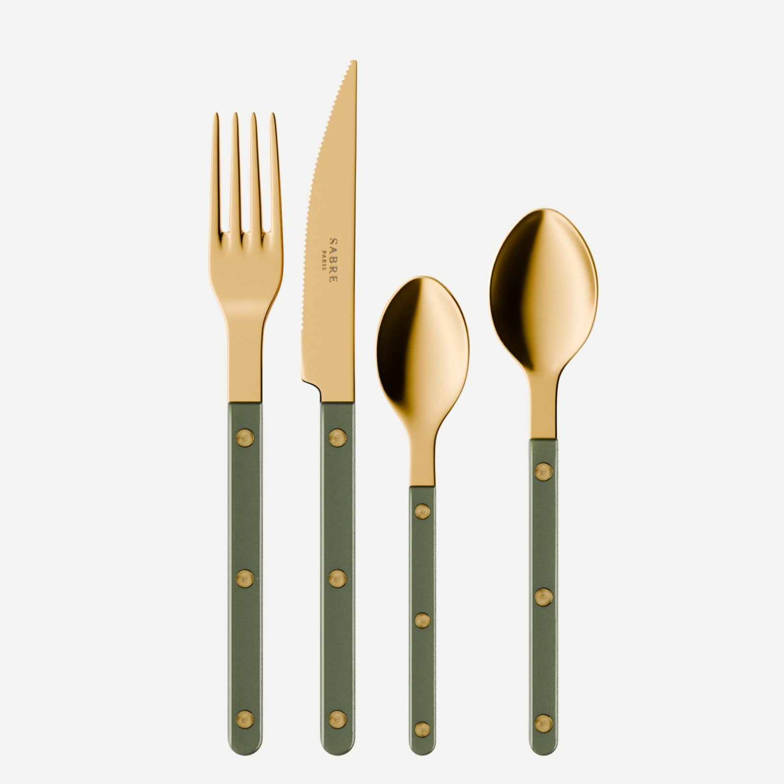 Bistrot Gold Pearly, Dark green - 24 pieces cutlery set
