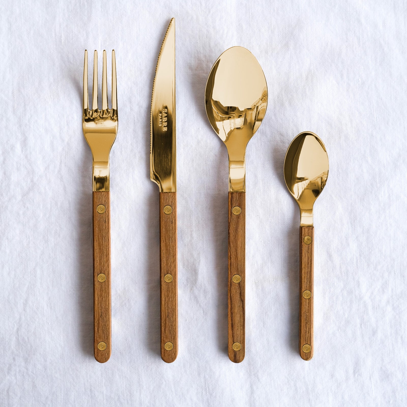 Bistrot Gold color Teak, Teak - 24 pieces cutlery set