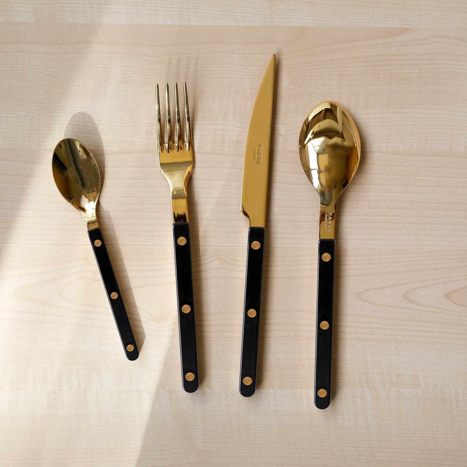 Bistrot Gold Solid, Black - 5 pieces cutlery set