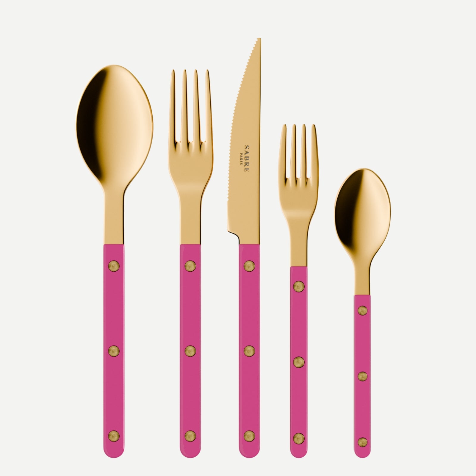 Bistrot Gold Solid, Raspberry - 5 pieces cutlery set