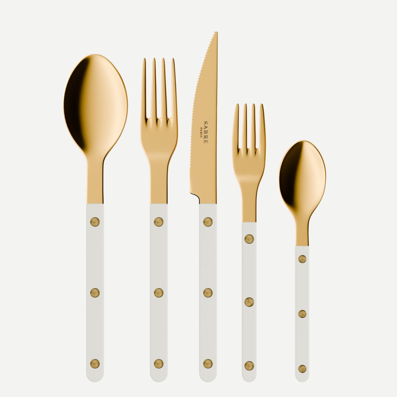 Bistrot Gold Solid, White - 5 pieces cutlery set