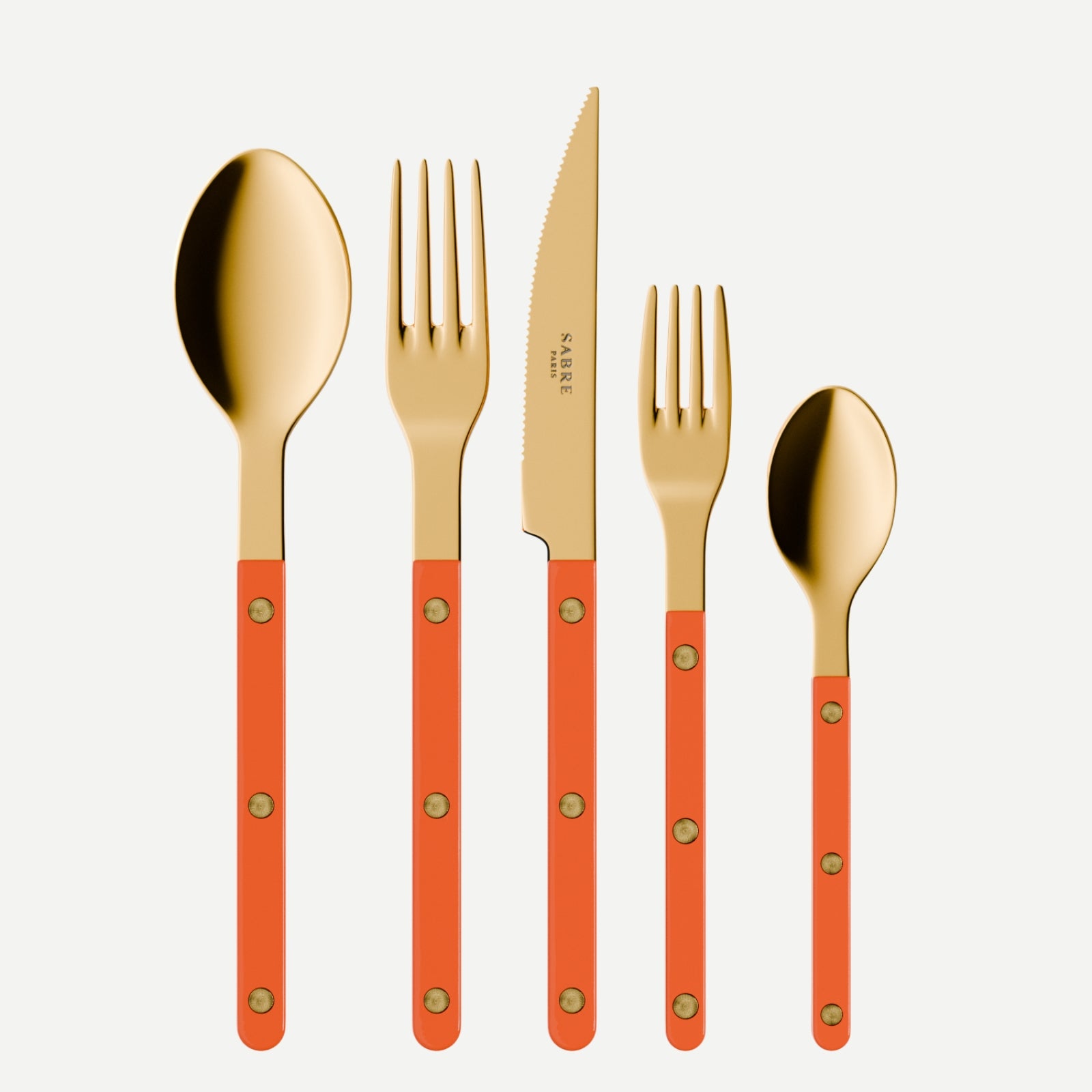 Bistrot Gold Solid, Orange - 5 pieces cutlery set