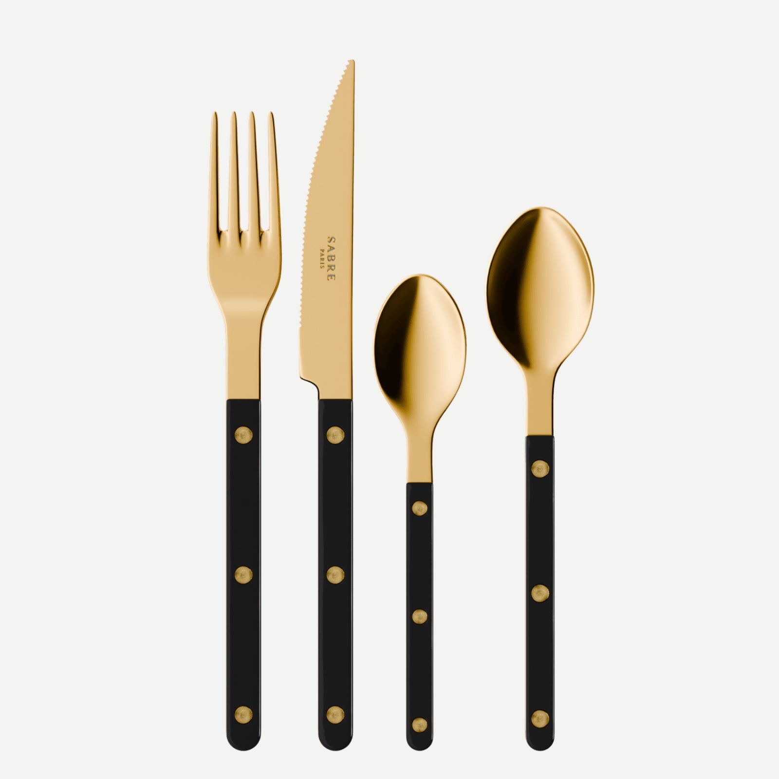 Bistrot Gold Solid, Black - 32 pieces cutlery set